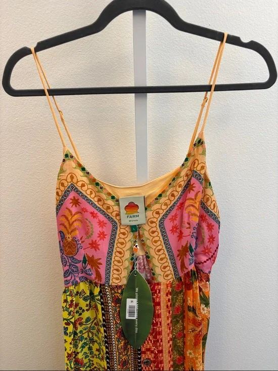 NWT Farm Rio Multicolor Mixed Scarves Ecovera Mini Dress SIZE LARGE NEW WITH TAG - Picture 2 of 9